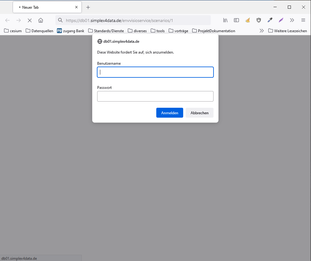 Screenshot des Anmeldeformulars